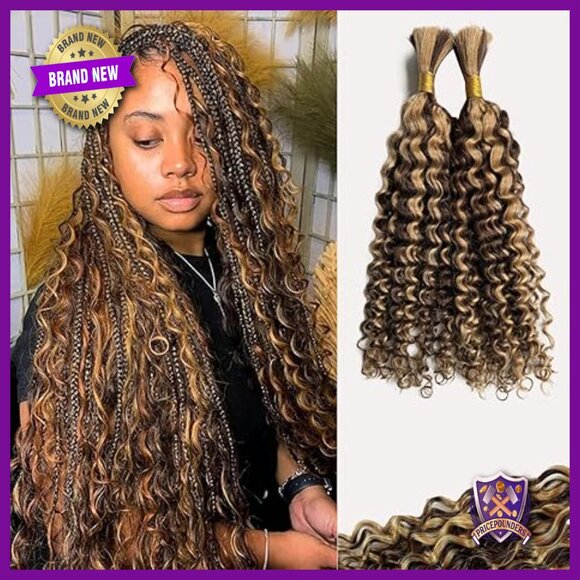 Human Hair Extensions 24 Inch Water Wave 2 Bundles 100g Boho Braids main image 6